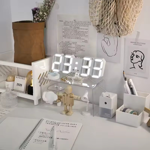 Best-selling Smart 3D <b>Digital</b> Wall Alarm <b>Clock</b> with LED Display Thermometer Perpetual Calendar Plastic Material Modern Design - Product Image 6