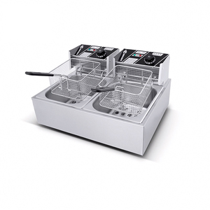 <span class=keywords><strong>Friteuse</strong></span> électrique commerciale à deux cuves, <span class=keywords><strong>double</strong></span> panier, en acier inoxydable, 9000W, pour poulet et frites, 8l+8l, température réglable - Product Image 1