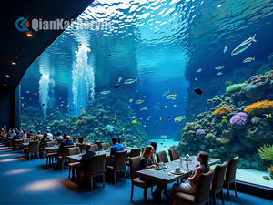 Op Maat Gemaakte Moderne Rechthoek Oceaan Thema Restaurant & Hotel Acryl <span class=keywords><strong>Aquarium</strong></span> Met Onderwater Tunnel Ontwerp Grootschalige <span class=keywords><strong>Aquarium</strong></span> - Product Image 2