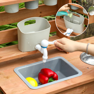 Cocina de Juguete de Madera para Niños, Cocina de Exterior con Agua, Encimera de Cocina, Huerto de Verduras, Cocina de Barro, Juguetes - Product Image 3