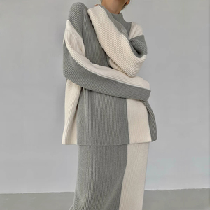 Mode deux pièces ensemble grande taille vêtements d'hiver hauts pour femmes pulls ensembles femmes musulmanes <span class=keywords><strong>robe</strong></span> - Product Image 4