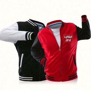 Veste de baseball varsity en coton pour homme, logo personnalisé imprimé en plusieurs couleurs - Product Image 1