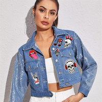 Vente en gros Patches papillon crâne noir Broderie Fer sur patchs
