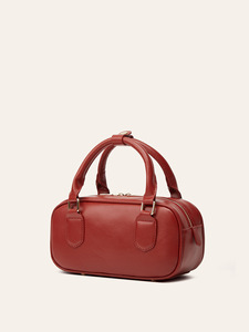 OEM Manufacturer Custom Designer Genuine Leather Unisex Mini Bowler Bag with Zipper Closure Waterproof - Product Image 4