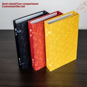 Coffret <span class=keywords><strong>de</strong></span> quatre boîtes à livres en papier sur mesure, cousues à <span class=keywords><strong>la</strong></span> main, style antique, pour arbres généalogiques et genealogies, fabriqué en Chine, personnalisable - Product Image 3