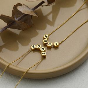 Collar con Colgante de Moda con Nombre Personalizado, Estilo Hip Hop, Cadenas de Acero Inoxidable Duraderas Chapadas en Oro, con Palabra de la Suerte, Unisex - Product Image 2