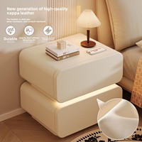 Table de chevet moderne en cuir côtelé très bien cotée avec 2 tiroirs pour appartements et chambres d'hôtel