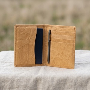 Washable Waterproof Kraft Paper Passport Travel <b>Wallet</b> <b>Zipper</b> Closure Leather Look Vegan Card Slots Custom Logo Corporate Gift - Product Image 3