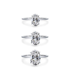 Ensemble de bijoux de mariage classique SPJ bagues de fiançailles Solitaire taille ovale Zircon 925 en <span class=keywords><strong>argent</strong></span> Sterling bagues de fiançailles Carat personnalisées - Product Image 1