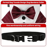 Accessoire de fête de mariage : Nœud papillon rayé style costume avec boucle réglable pour chiens de taille moyenne à grande, collier bandana de smoking pour chien