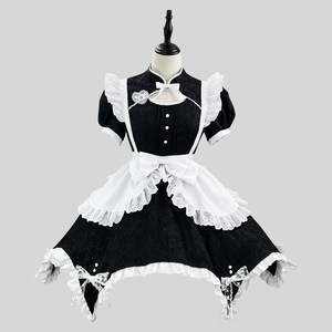 Black And White Jacquard Chinese Maid Lolita Dress Plus Size Cosplay Costume For Anime Role Playing - Product Image 1