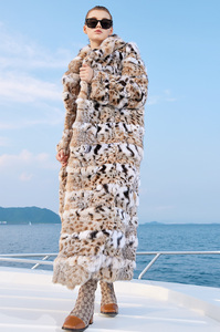 Abrigo de Piel de Lince Canadiense Americano Vintage de Longitud Completa, <span class=keywords><strong>Precios</strong></span> de Fábrica, Abrigo de Visón con Patrón de Leopardo Natural - Product Image 2