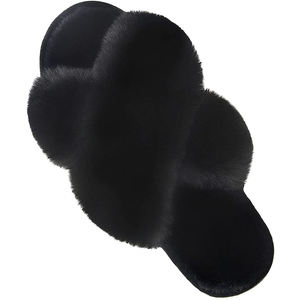 Venta Directa de China Pantuflas Ligeras de Felpa Suave para Mujer con Tira Cruzada y Punta Abierta Cómodas de Piel para Interiores con Suela TPR Antideslizante Recién Llegadas - Product Image 6