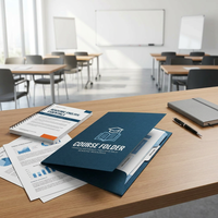 Carpeta de Negocios A4 Personalizada para la Educación Escolar, Instituciones de Capacitación, Artículos de Papelería con Marca, Funda para Presentaciones con Bolsillos
