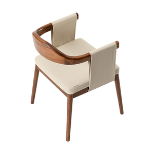 Poltrona Moderna in Legno Massello con Seduta Imbottita in Pelle per <span class=keywords><strong>Cucina</strong></span>, Soggiorno, Ufficio e Laboratorio - Product Image 3