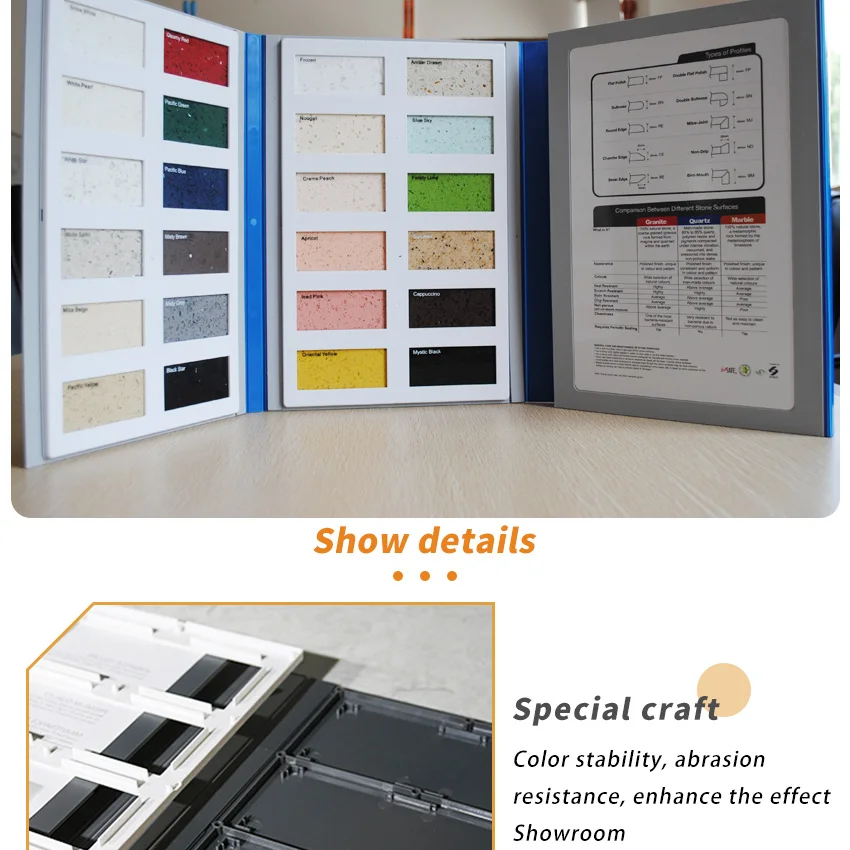 Wholesale Custom Plastic Stone Quartz Display Folders Catalog Marble Granite Sample case Ceramic Tile Mosaic Sample Display Book
