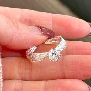 Anillo Solitario de Plata de Ley 925, Anillo de Compromiso de Boda Redondo, Anillo Clásico de Aniversario para Esposa o Novia - Product Image 4