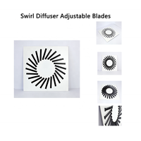Diffuseur d'air tourbillonnant carré moderne pour plafond, en acier galvanisé noir, à 24 pales réglables, pour ventilation et évacuation d'air