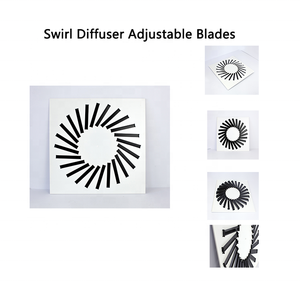 Sistema de escape y suministro de aire ajustable, 24 cuchillas ajustables de Metal negro, techo cuadrado, remolino, difusor de aire para Hvac - Product Image 2