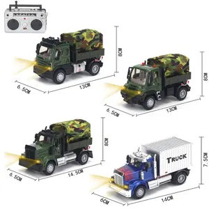 Samtoy çocuklar 2.4G 1/64 askeri alaşım oyuncak araç kamyon döküm Metal oyuncak arabalar RC kamyon uzaktan kumanda çocuklar için