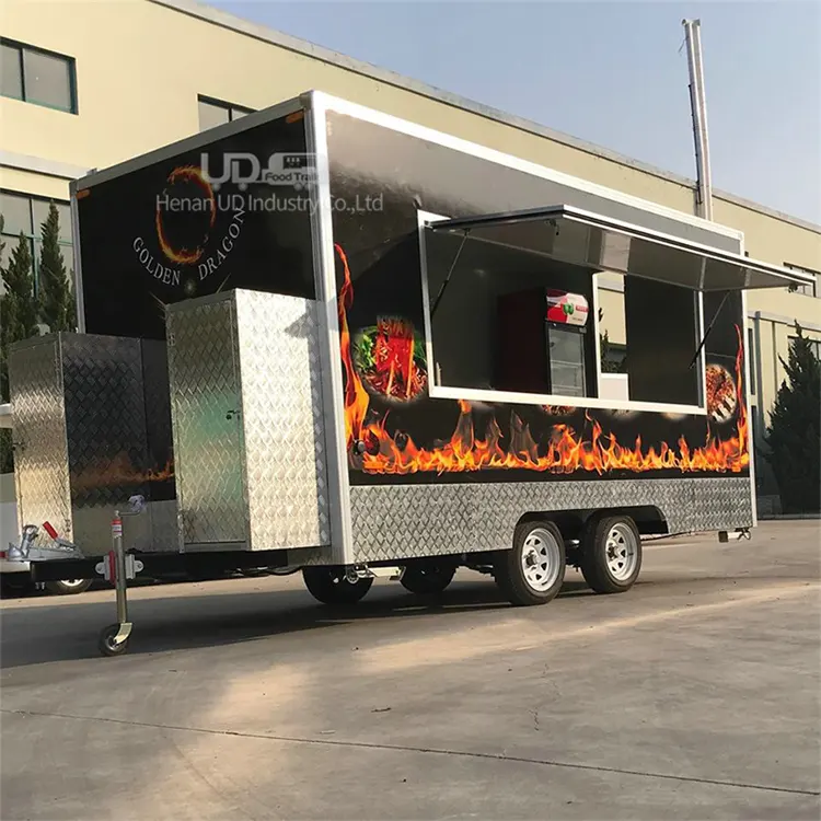 High Quality Food Cart Mobile BBQ Trailer Coffee Truck Ice Cream Cart Fast Food Trailers Fully Equipped With Grill