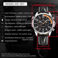 Montre à quartz haut de gamme PAGANI DESIGN PD-1811 avec lunette rotative, verre saphir, bracelet en cuir, étanche, 2025