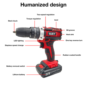 SUBY 21V Cordless Impact Drill Three-<strong>Function</strong> Keyless <strong>Electric</strong> Screwdriver DIY Household Power <strong>Tools</strong> Customized OEM Support - Product Image 4