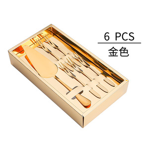 Juego de tenedor y cuchillo para pastel de acero inoxidable 304, cuchillo y tenedor para pastel lunar, plato de cumpleaños en caja, vajilla con diseño de sombrero de vela - Product Image 4