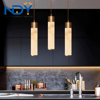 Lustres à pendentifs en albâtre cylindrique de style minimaliste moderne pour hôtel, salle à manger, cuisine, îlot et escaliers, décoration intérieure