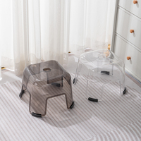 Taburete Apilable Transparente de Plástico HORE, Moderno, Antideslizante, Multiusos, con Esquinas Redondeadas, para Sala de Estar, Baño y Niños