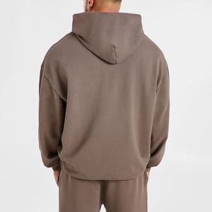 Sweat à capuche unisexe de haute qualité en molleton français délavé, coupe oversize, avec logo personnalisé, design épaules tombantes et poche - Product Image 2