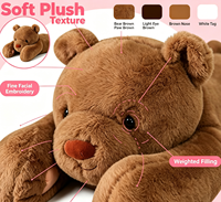 Ours en peluche lesté très rembourré avec coutures renforcées, coussin corporel moelleux pour apaiser l'anxiété, cadeau, décoration chambre et canapé