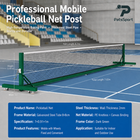 Filet de pickleball portable avec roues, cadre en acier robuste, hauteur réglementaire, frein à manivelle, roulettes pour le divertissement