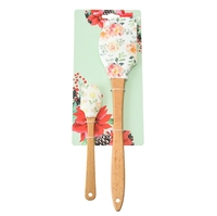 Kit de spatules à fleurs en silicone antiadhésives écologiques modernes avec manche en bois, outil de pâtisserie pour la crème de Noël, marque ZMMY en stock