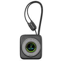 Batterie externe magnétique 3-en-1 LDB32 10000mAh 22.5W à charge rapide avec écran TFT, support et câble tressé, personnalisable OEM