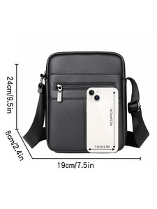 Sac à bandoulière en cuir PU OEM pour hommes, sac messager d'affaires en cuir de vache véritable, sac bandoulière réglable, sac à bandoulière tendance - Product Image 2