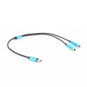 Type C To 3.5mm Audio <b>Splitter</b> <b>Cable</b> Metal Connector For Headphone Sharing Dual Output - Product Image 3