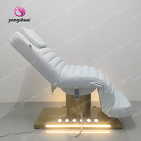 Table de massage électrique moderne pour salon de beauté et spa, avec réglage de la hauteur, 3 moteurs, appui-tête intégré, design portable avec cadre en métal