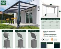 Cubierta de Terraza de Aluminio, Independiente o Montada en la Pared, con Techo de Vidrio Resistente