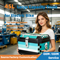 Directement de l'usine AFTFA, coffre de rangement amovible pour moto, grande capacité 45L, coffre arrière pour vélo électrique, kit pour vélo électrique