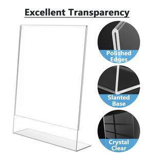 Support de menu de table A4 A5 A6 / taille personnalisée, présentoir transparent en forme de L, support de signalisation incliné en plastique acrylique 8,5 x 11 - Product Image 3