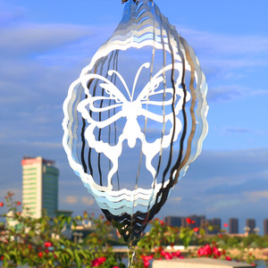 Venta al por Mayor de Molinillos de Viento 3D Colgantes Reutilizables de Acero Inoxidable, Adornos de Jardín, Molinillos de Viento Metálicos con Forma de Animal y Alas - Product Image 2