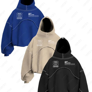 New Streetwear Trend 360g 100% Cotton <b>Black</b> Pullover Baggy Regular Fit Hoodie Embroidery Screen Printing Acid Wash Custom Summer - Product Image 2