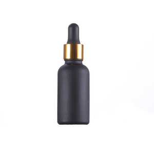 Matte Black Frosted <b>Glass</b> Dropper <b>Bottle</b> 30ml Essential Oil <b>Bottle</b> with Gold Dropper - Product Image 1