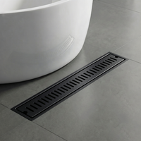 Drain de douche linéaire en acier inoxydable robuste de 200-600 mm, noir mat, anti-odeur, couvercle rectangulaire pour salle de bain, vente en gros