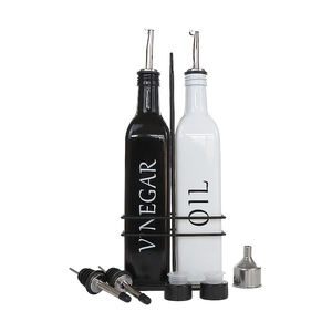 Distributeur <span class=keywords><strong>de</strong></span> bouteilles en verre vide noir et <span class=keywords><strong>blanc</strong></span> <span class=keywords><strong>de</strong></span> 8 oz 250ml 16oz 500ml pour la <span class=keywords><strong>cuisine</strong></span> avec couvercles en métal - Product Image 3