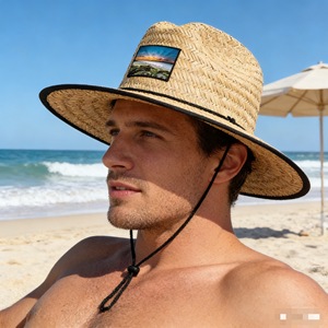 Sombrero de Paja Personalizado Natural de Verano con Ala Ancha Hueca para <span class=keywords><strong>Playa</strong></span>, Salvavidas, Pesca, Surf y Sombrero de Paja para Bebé - Product Image 1