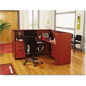 Bureau d'accueil Alera Valencia Series 71w X 35 1/2d X 42 1/2h Cerisier pour Hôtels et Restaurants avec Éclairage LED en MDF et Marbre - Product Image 1