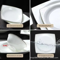 Vaisselle en Porcelaine Fine de Jingdezhen en Gros, Compatible Micro-ondes, avec Incrustations Dorées et Peintures à la Main, Bols et Assiettes au Design Moderne, Luxe Léger