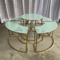 Meubles ronds ou en forme de S en verre ou MDF, Table en acier inoxydable doré